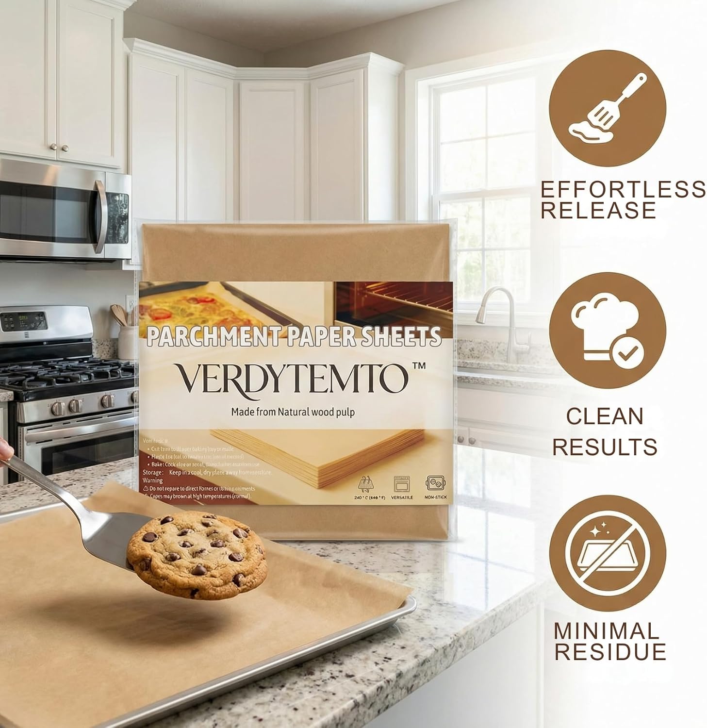 10x10 Inch Parchment Paper 100 Pcs - Pre-Cut Unbleached Non-Stick Baking Sheets, Greaseproof & Heat Resistant to 446°F Oven, Air Fryer, Microwave, Ideal for Cookies, Pizza, Cakes, &Roasting