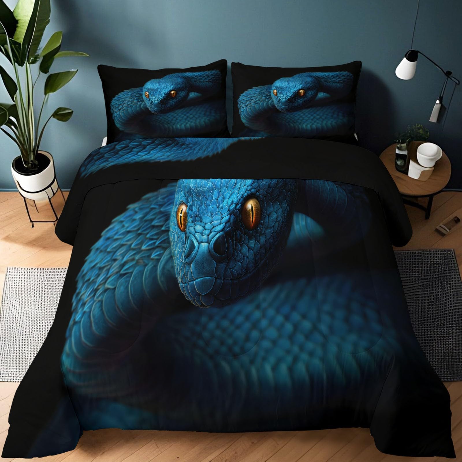 Zestaw kołder ze sztuką plastyczną, 240 x 220 cm, super miękkie zwierzęta, węże w paski, 3-częściowy zestaw kołder puchowy na wszystkie pory roku, dla dzieci, chłopców, dziewcząt