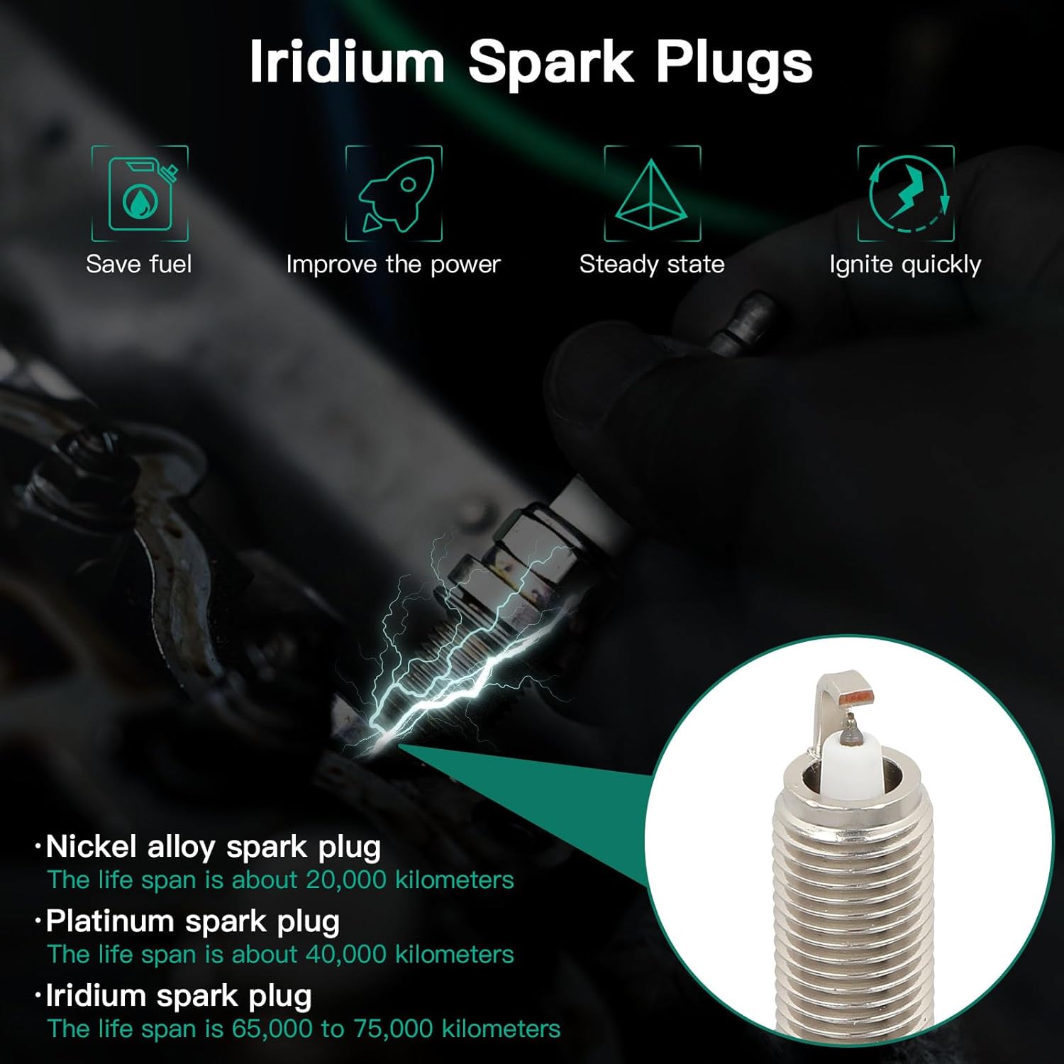 SCITOO 4 ignition coils with 4 iridium Spark Plugs for Hyundai Elantra Sonata Kona for Kia Forte Optima 2.0L GN10877 UF816 UF-816 49137