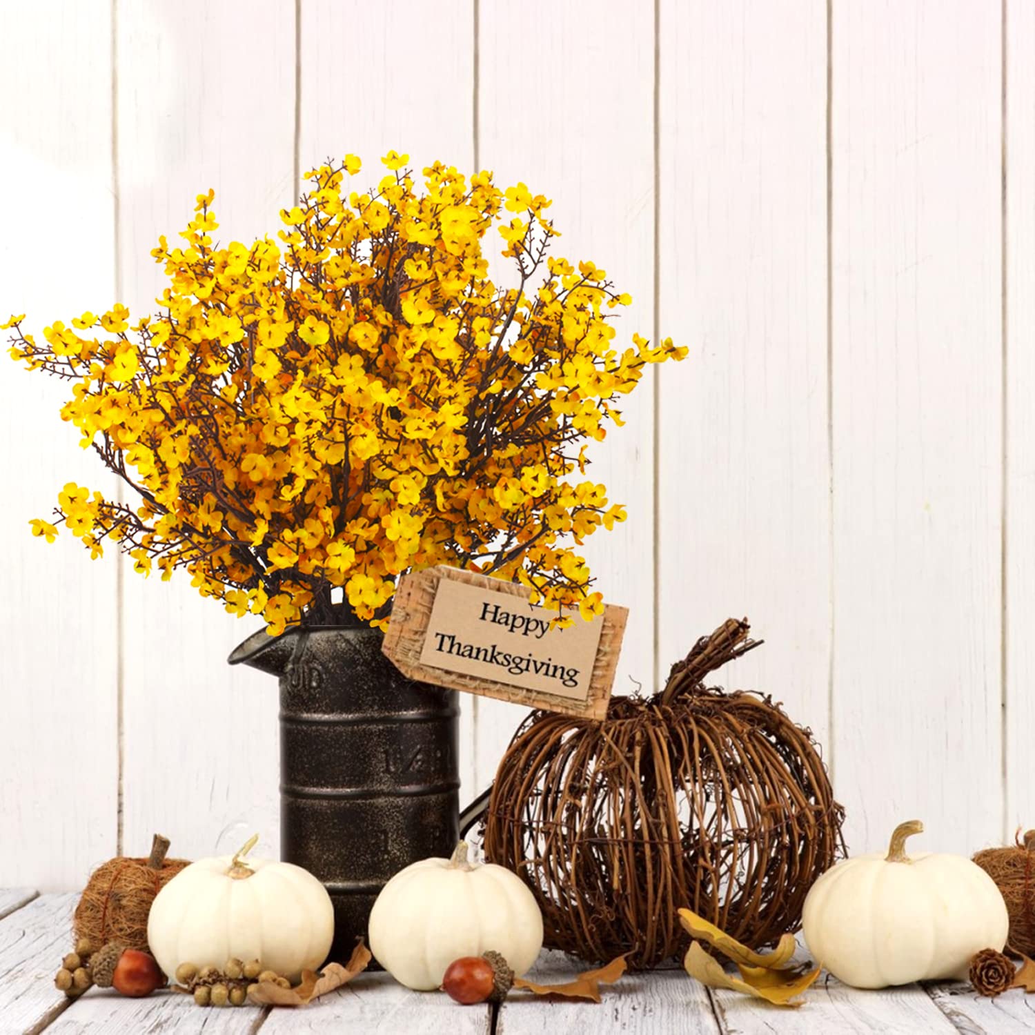 AITISOR 10 Bundle Artificial Babys Breath Flowers Fake Gypsophila Bouquet Faux Silk Floral for Flower Arrangements Kitchen Wedding Home Decor (Orange)