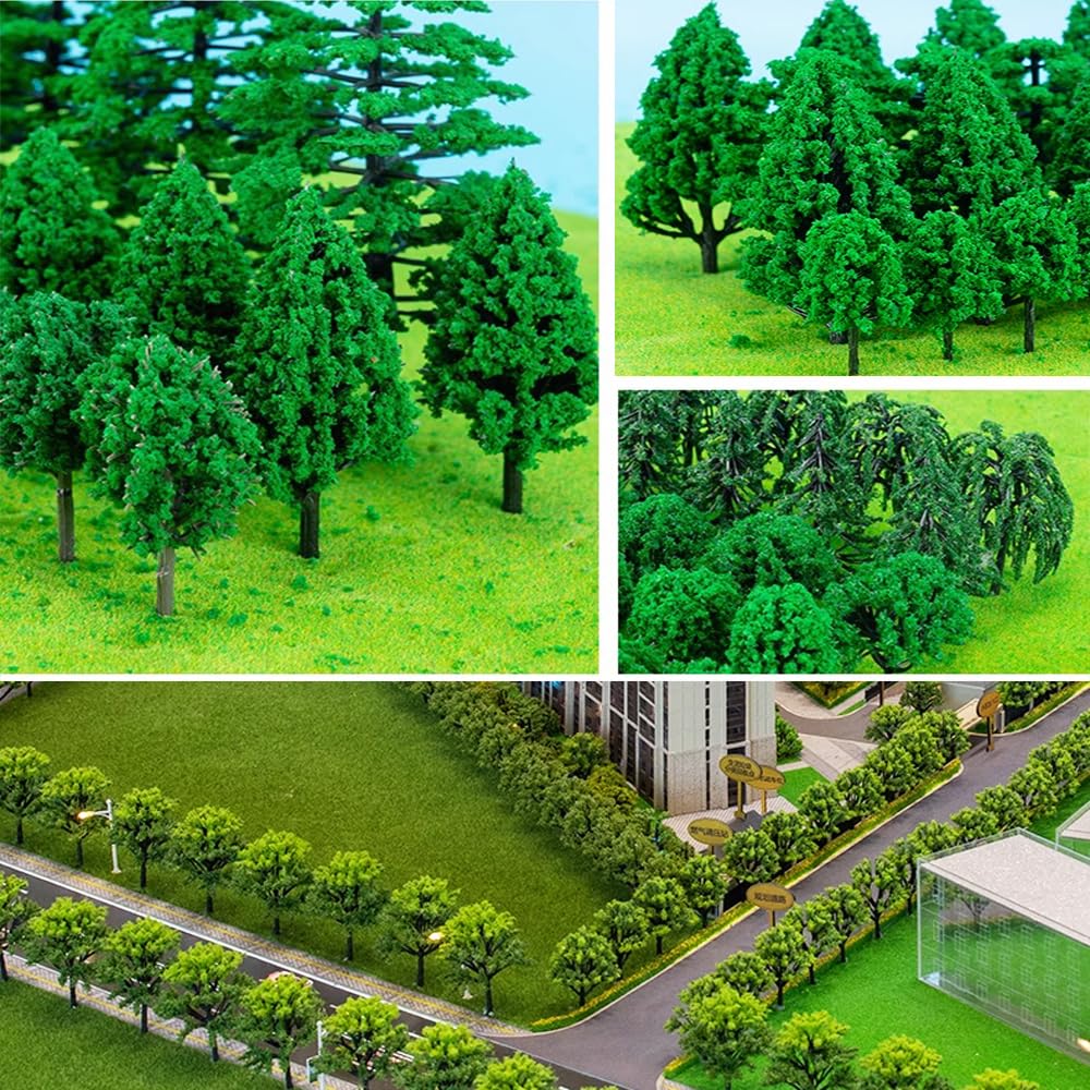 50 Pezzi Alberi Modello Misto, 4-8 cm Albero di Diorama, Modello Albero in Miniatura, Albero Ferroviari Scenario, per Paesaggio DIY (3 Stili)