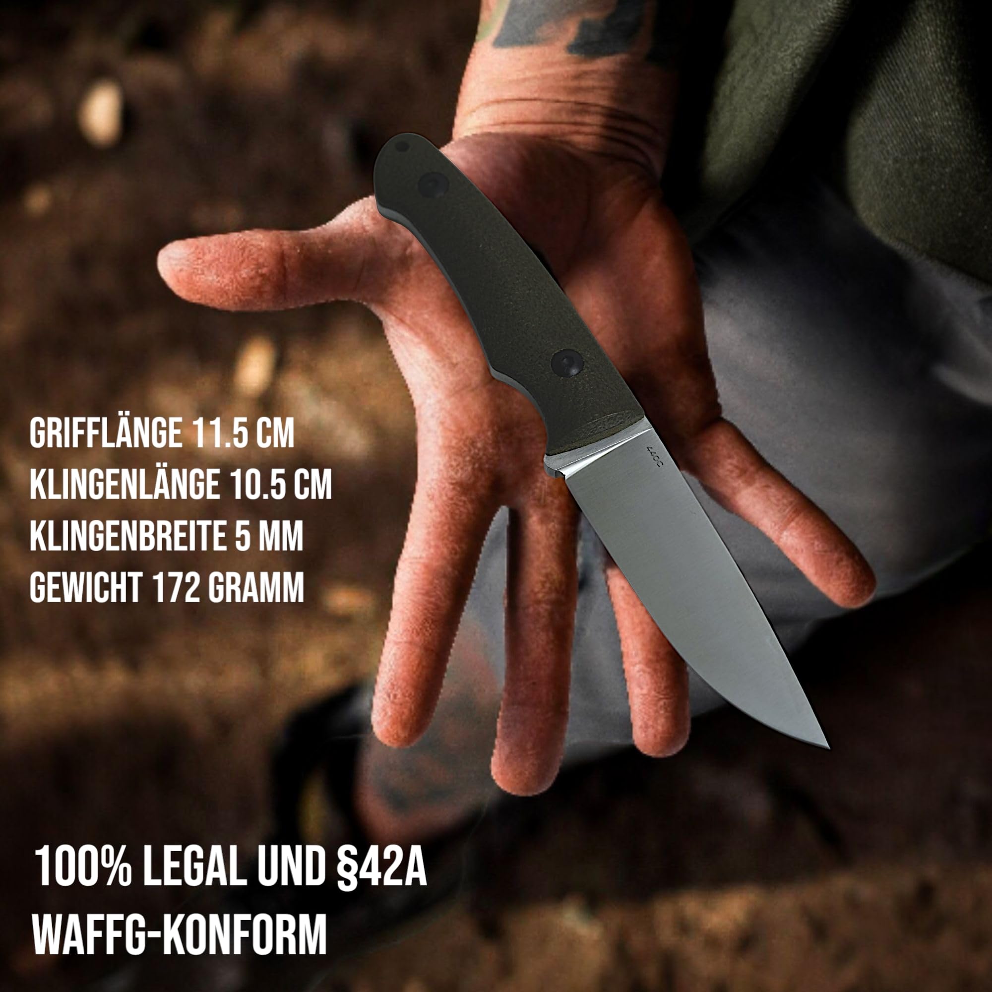 SK Wild Ones® Outdoor Messer Survival - Jagdmesser Feststehende Klinge - Survival Messer Outdoor Griff aus Micarta - Outdoormesser Feststehend - Aus 440C-Stahl Survival Knife für Camping Tyr