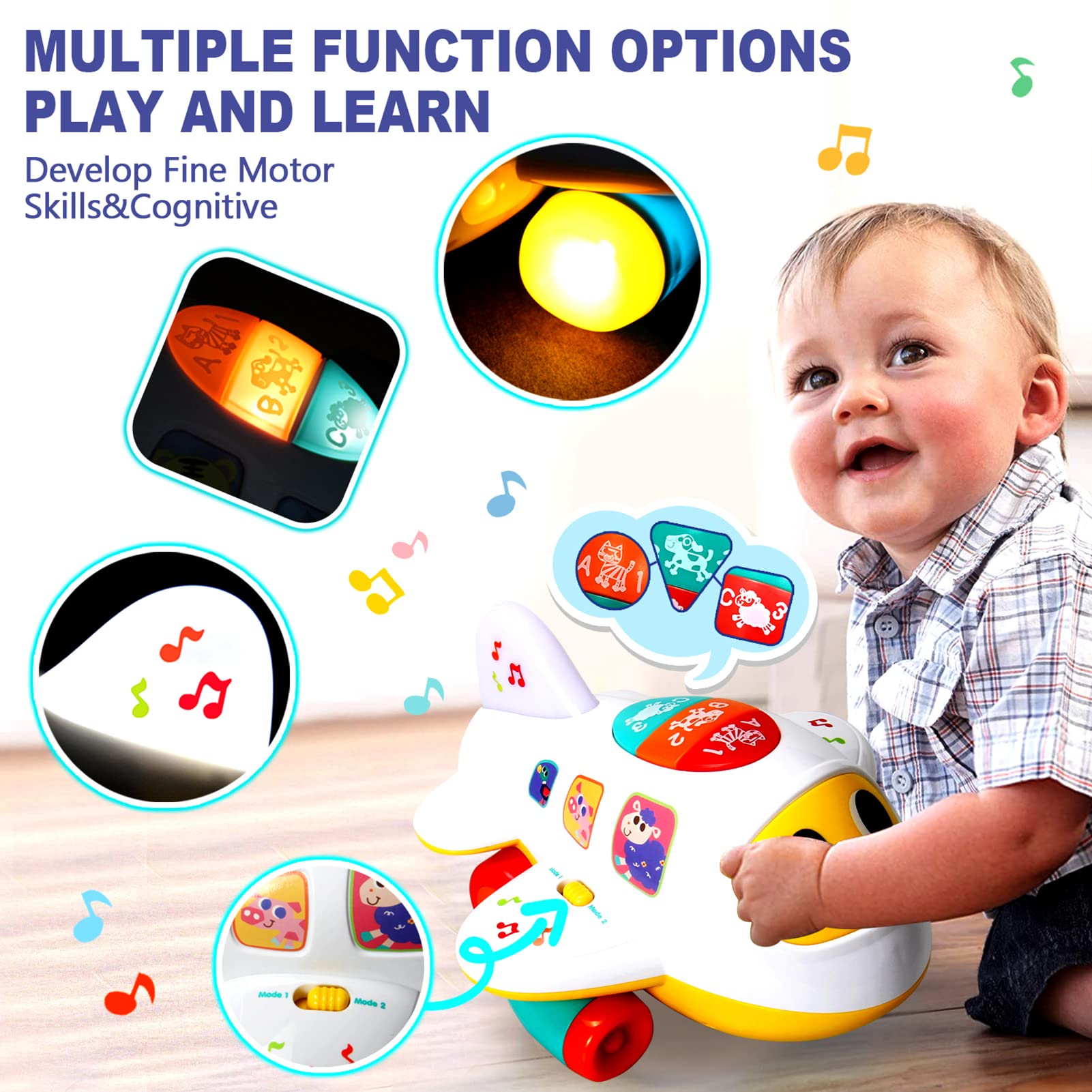 Vanmor Juguetes para bebés, juguetes musicales de 6 a 18 meses, juguete Montessori, juguete musical para gatear para bebés niños pequeños 6 9 12 18 meses