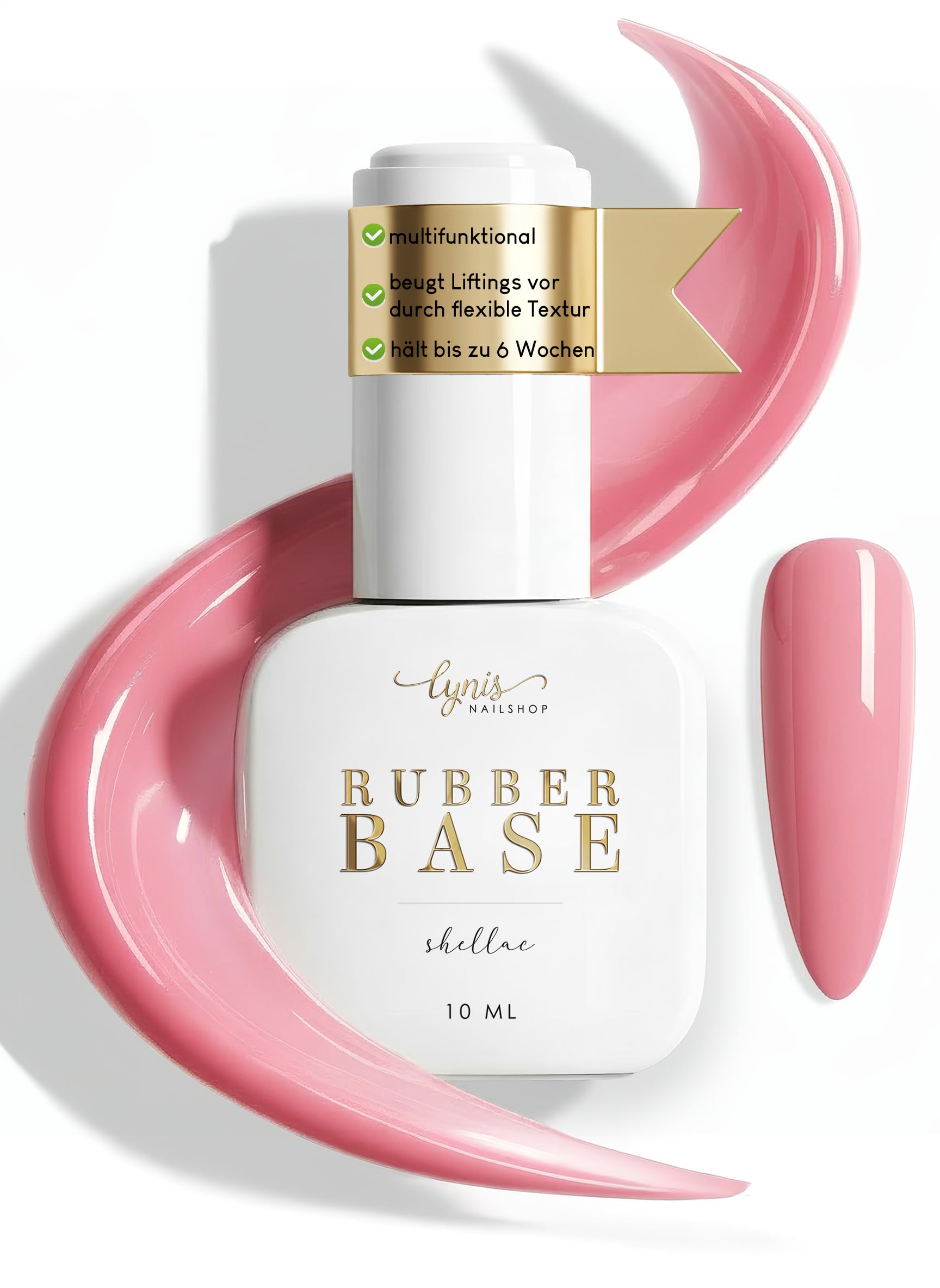 Rubber Base Gel Baby Pink 7,3ml als flexibles Aufbaugel · Rubber Gel, Grundiergel · UV & LED · Ideal für Naturnagelverstärkung · Lynis-Nailshop.de