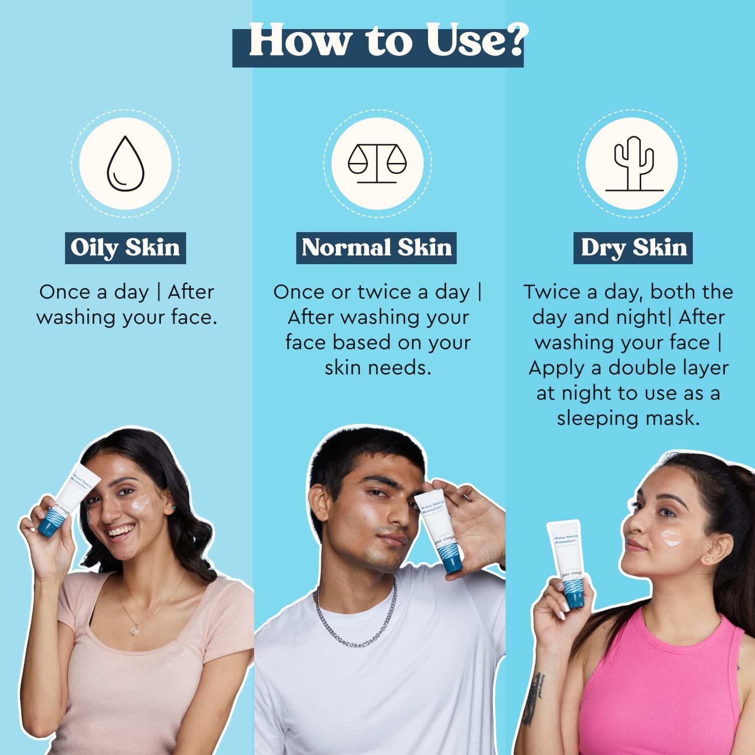 Put Simply Hydrating Gel Face Moisturizer for Dry, Oily & Combination Skin with 3% Niacinamide | Paraben Free & Sensitive Skin Friendly | Ultra Lightweight & Fast Absorbing | For Men & Women | 50 ml 5