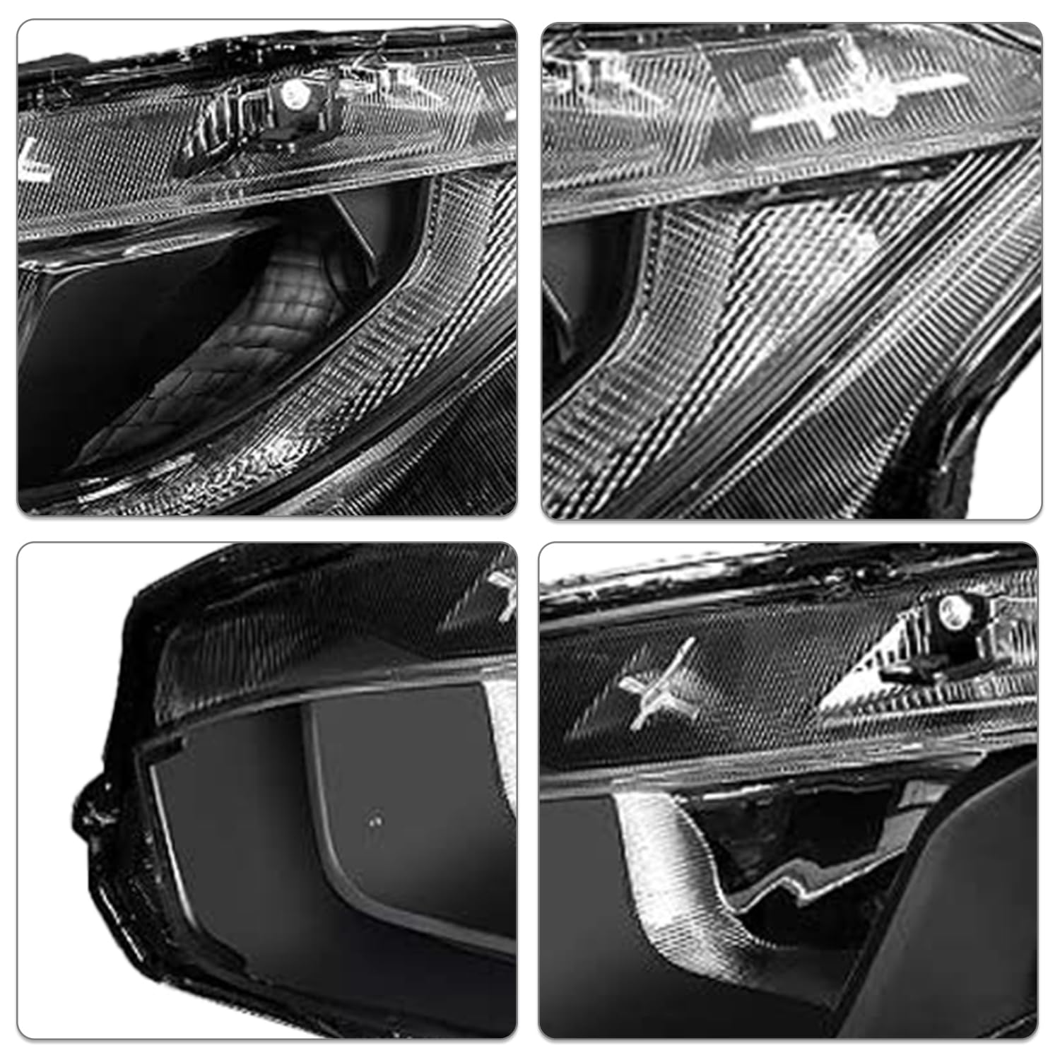 Left Driver Side Headlight Assembly For 2016-2021 Honda Civic - Halogen With LED DRL, Direct Fit Replacement