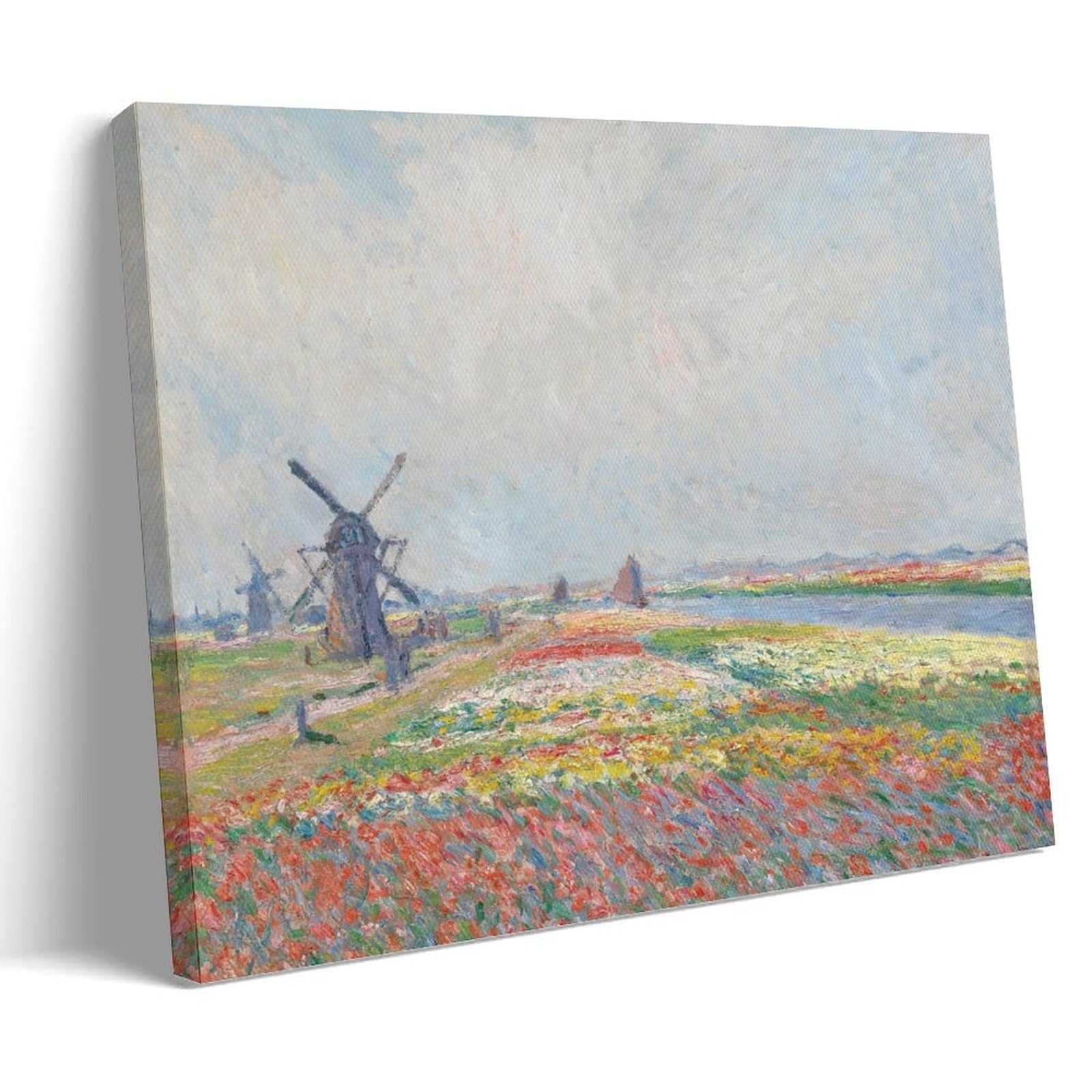 HOANGJUN Tulip Fields near The Hague Poster Claude Monet Canvas Print Impressionist Dutch Landscape Wall Art Poster, Home Decoration Painting ; Frame; 20x30inch(50x75cm)