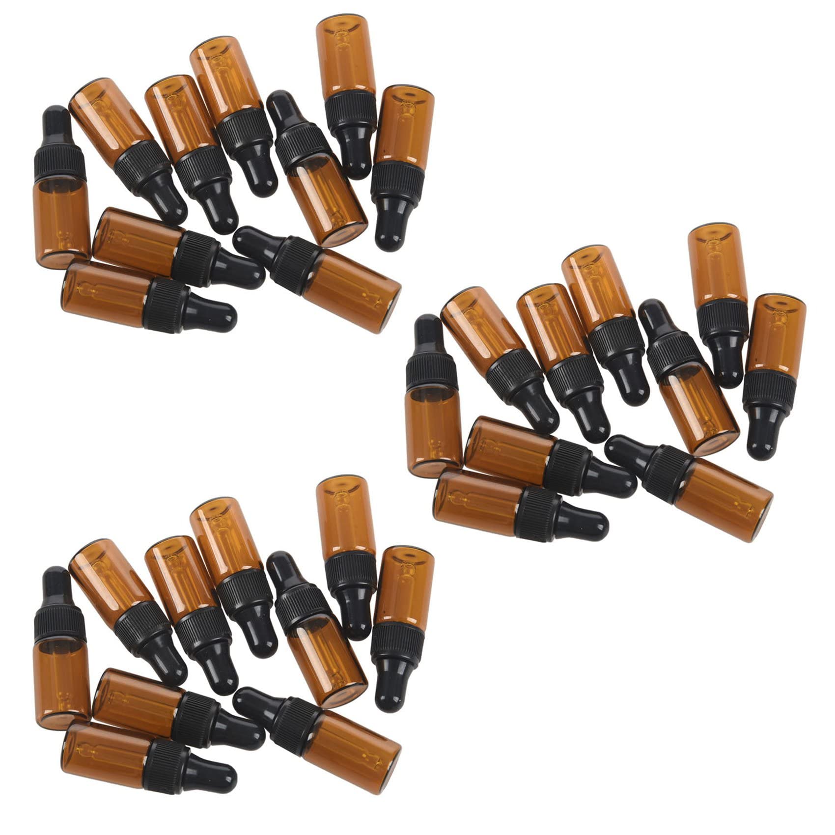 Jnchdghwa 30Pcs 3Ml Empty Brown Glass Dropper Bottles with Pipette for Essential Oil