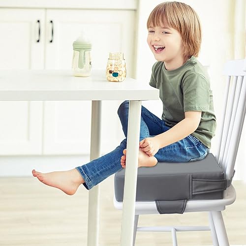 Miniatura 6 de AAAini Asiento elevador para niños pequeños, comodidad mejorada, fácil de limpiar, antideslizante y apto para viajes (gris roca)