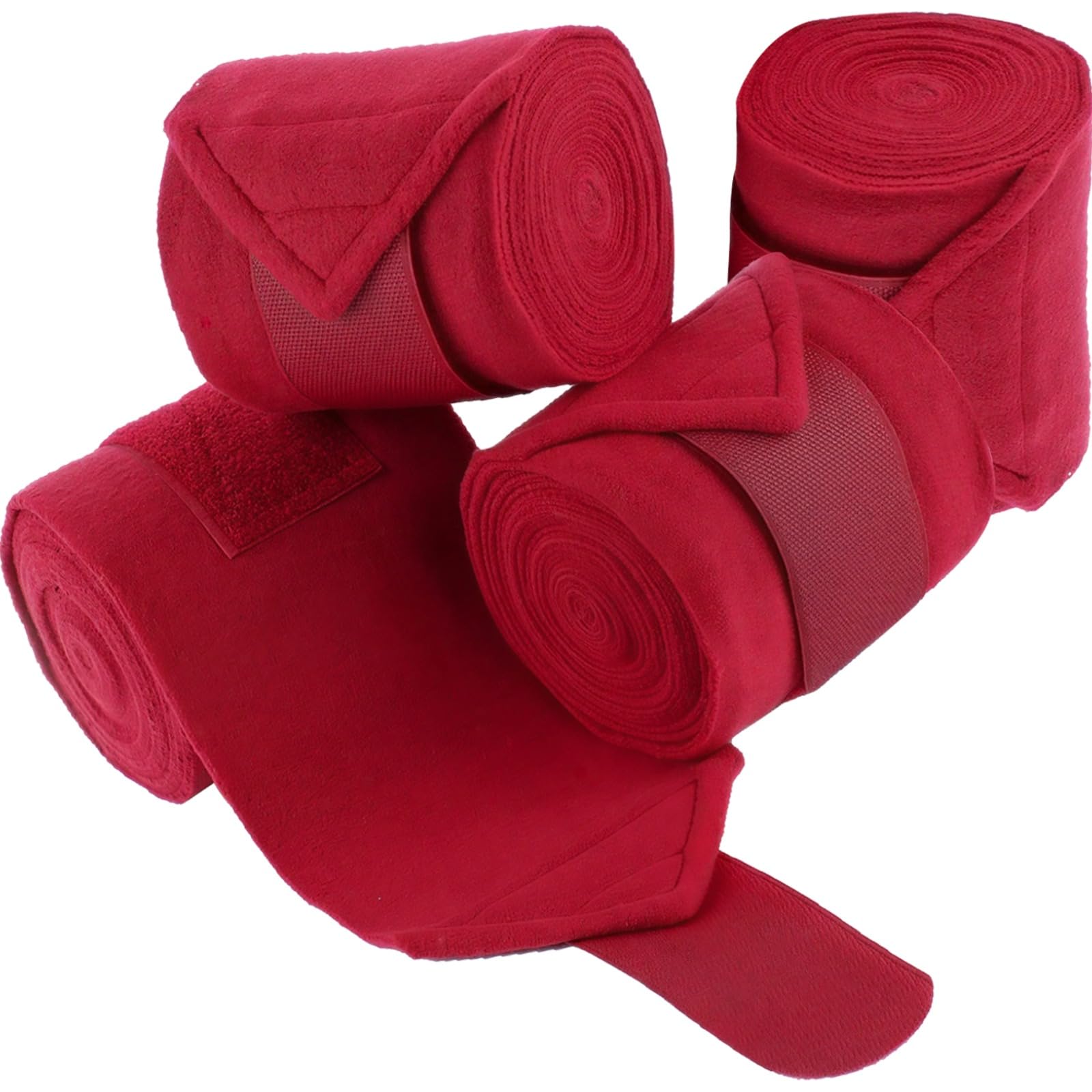 4 STK. Pferdebandagen-Set, 78,7 in / 200 cm Fleece-Bandagen für Pferdebeine, atmungsaktive Reitbandagen mit sicherem Sitz, maschinenwaschbar, Rot