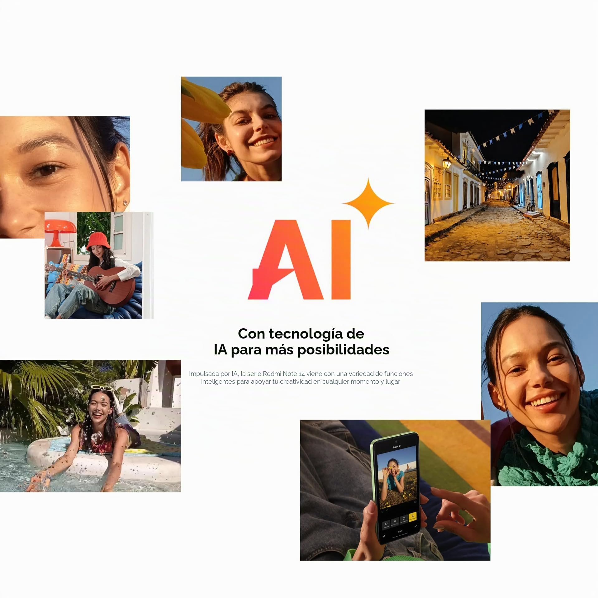 Xiaomi Teléfono Inteligente Redmi Note 14, 8+256GB, Negro, Sistema de cámara AI de 108 MP, batería de 5500 mAh, Pantalla de Cuidado Ocular de 120 Hz, Funciones de IA (no Incluye Cargador)