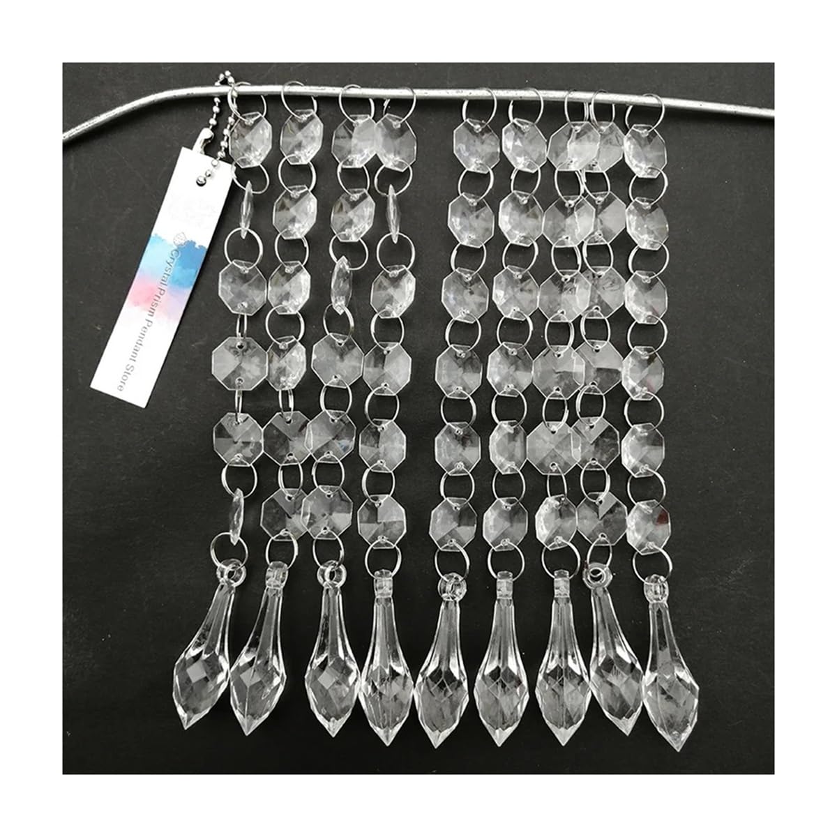 Crystal Chandelier Prism, Sun Catcher, 60pcs Acrylic Crystal 48mm Pendants Chains Octagonal Beads 18cm Garland Pointed Drops