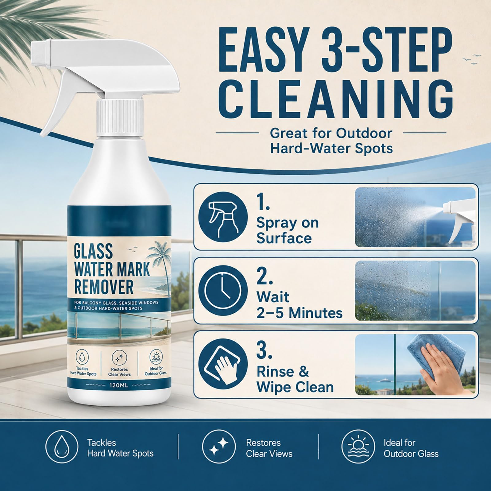 Detergente Macchie d'Acqua per Vetro, Rimuovi Macchie di Calcare per Doccia, Pulitore Vetro, Elimina Tracce d'Acqua, Anticalcare, Superficie Polacca, Residui di Sapone, Depositi Minerali (5pcs)