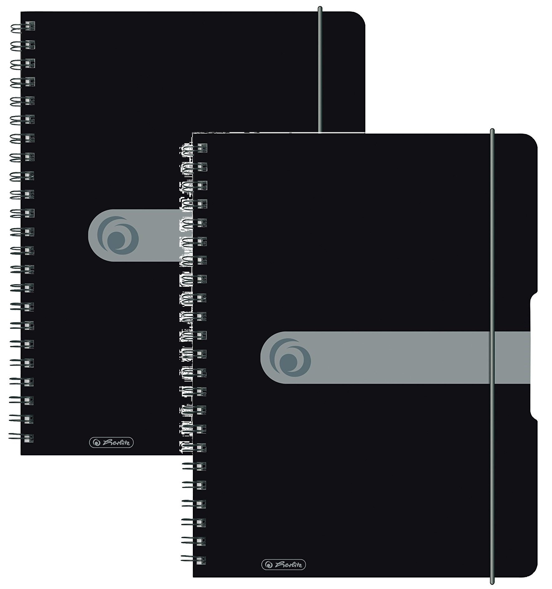 Herlitz 11293073 Spiralblock A4 to go, Holzfreies Papier, 80 Blatt (2er Pack A4, schwarz)