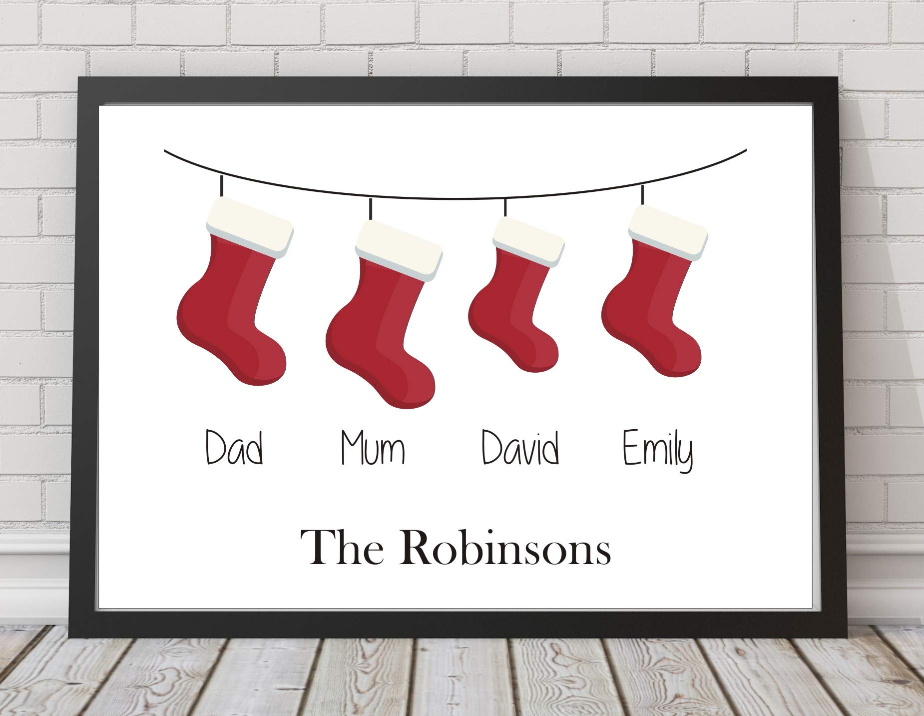 Personalised Family Christmas Stocking A4 Poster Print PO185