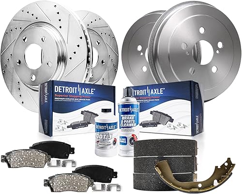 Miniatura 1 de Detroit Axle - Kit de frenos para Toyota Corolla 2003-2008 Rotores de freno delanteros perforados y ranurados Pastillas de freno de cerámica