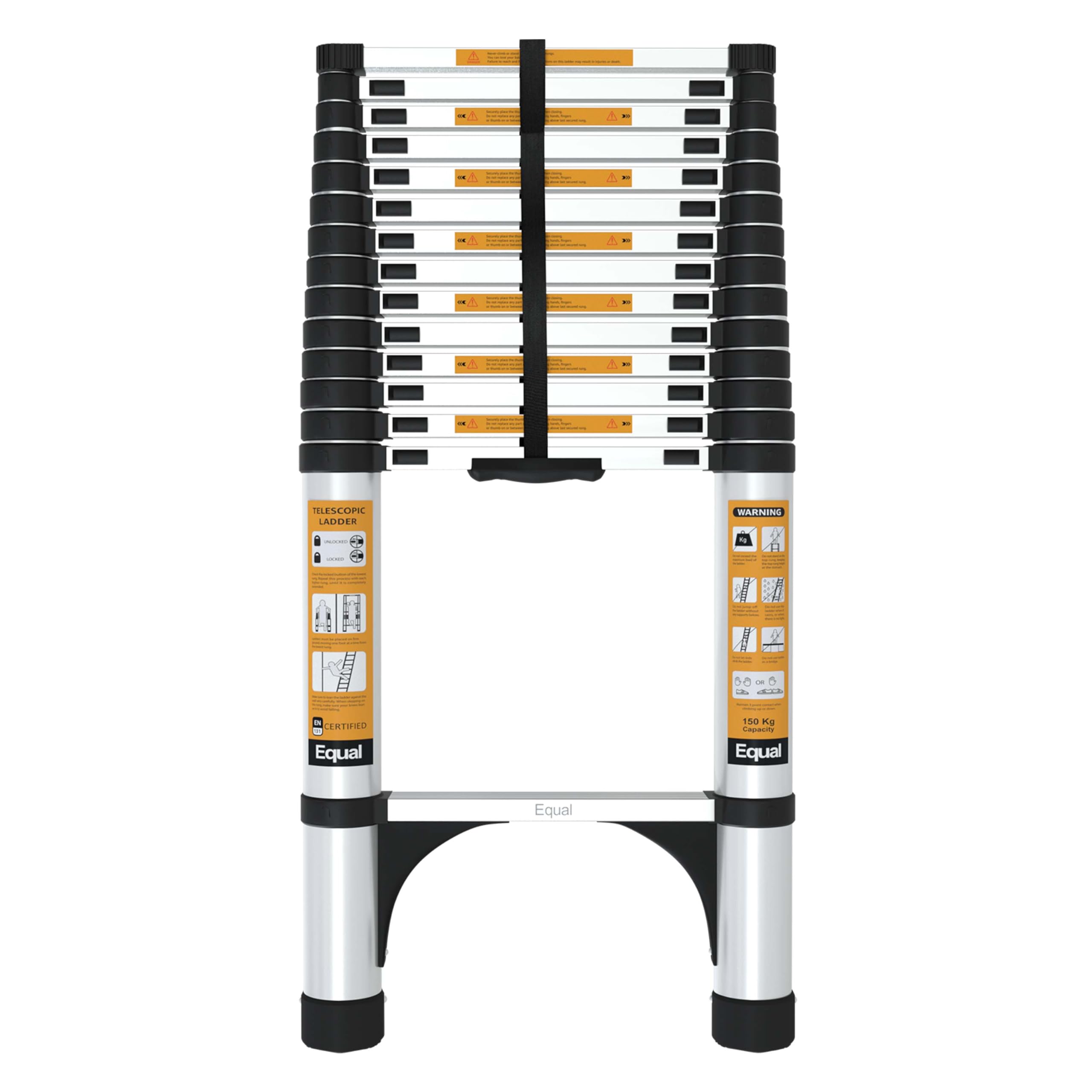 Equal 20.5 FT Portable & Compact Foldable Aluminium Telescopic Ladder | 2 Triangle Stabilizers | EN131 Certified | 2-Year Warranty | Heavy-Duty Ladder for Industrial & Commercial Use (6.2m / 15 Steps) — Amazon image 7