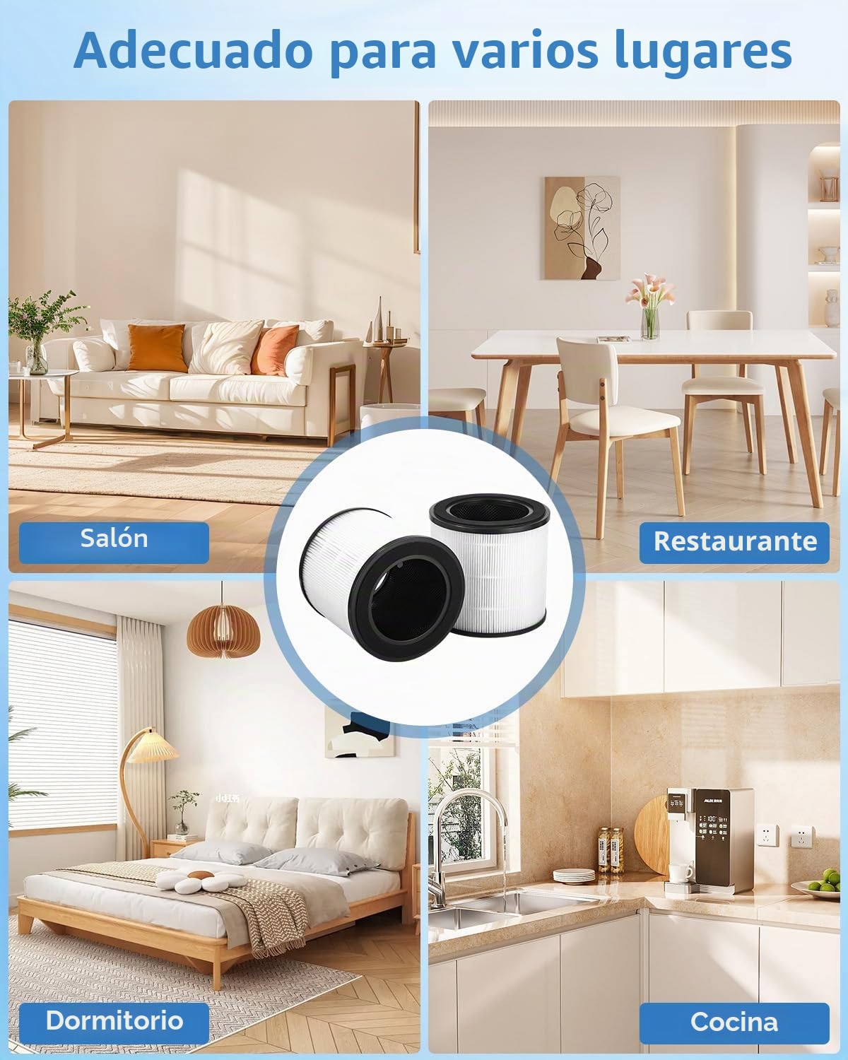 Grupo de Filtros de Carbón Activado de Repuesto de Reemplazo HEPA de 2 Piezas Compatible con Purificadores de Aire de la Serie Philips 800, con Números de Pieza de Referencia FY0194/30、FY0293/30