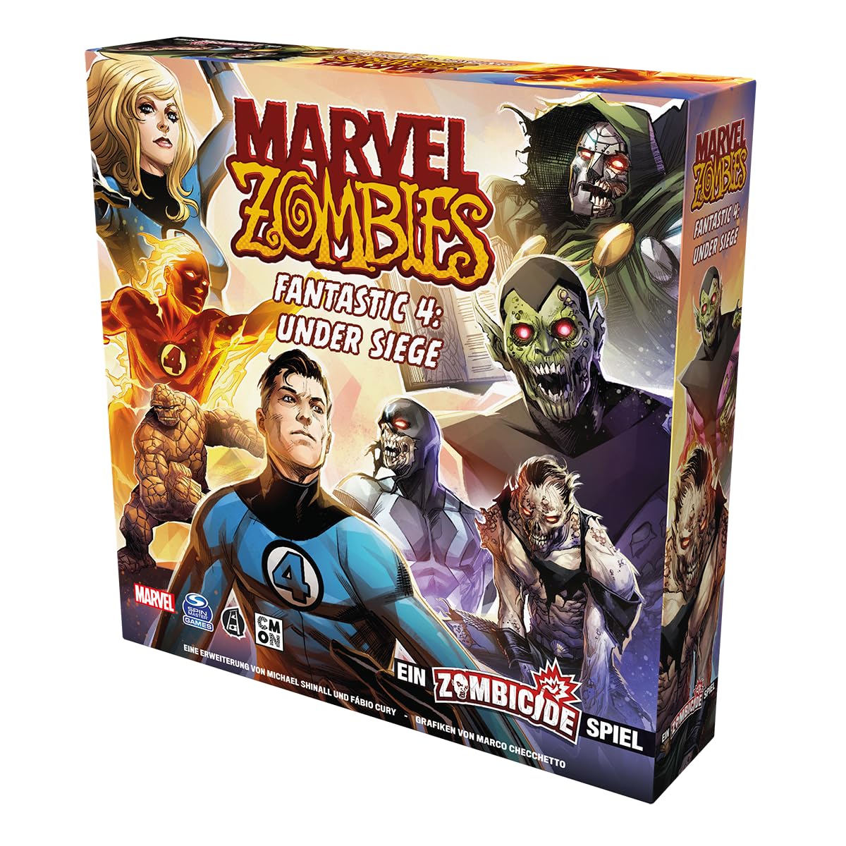 CMON, Marvel Zombies: Fantastic 4 Under Siege – EIN Zombicide Spiel, Erweiterung, Kennerspiel, Dungeon Crawler, 1-6 Spieler, Ab 14+ Jahren, 60 Minuten, Deutsch