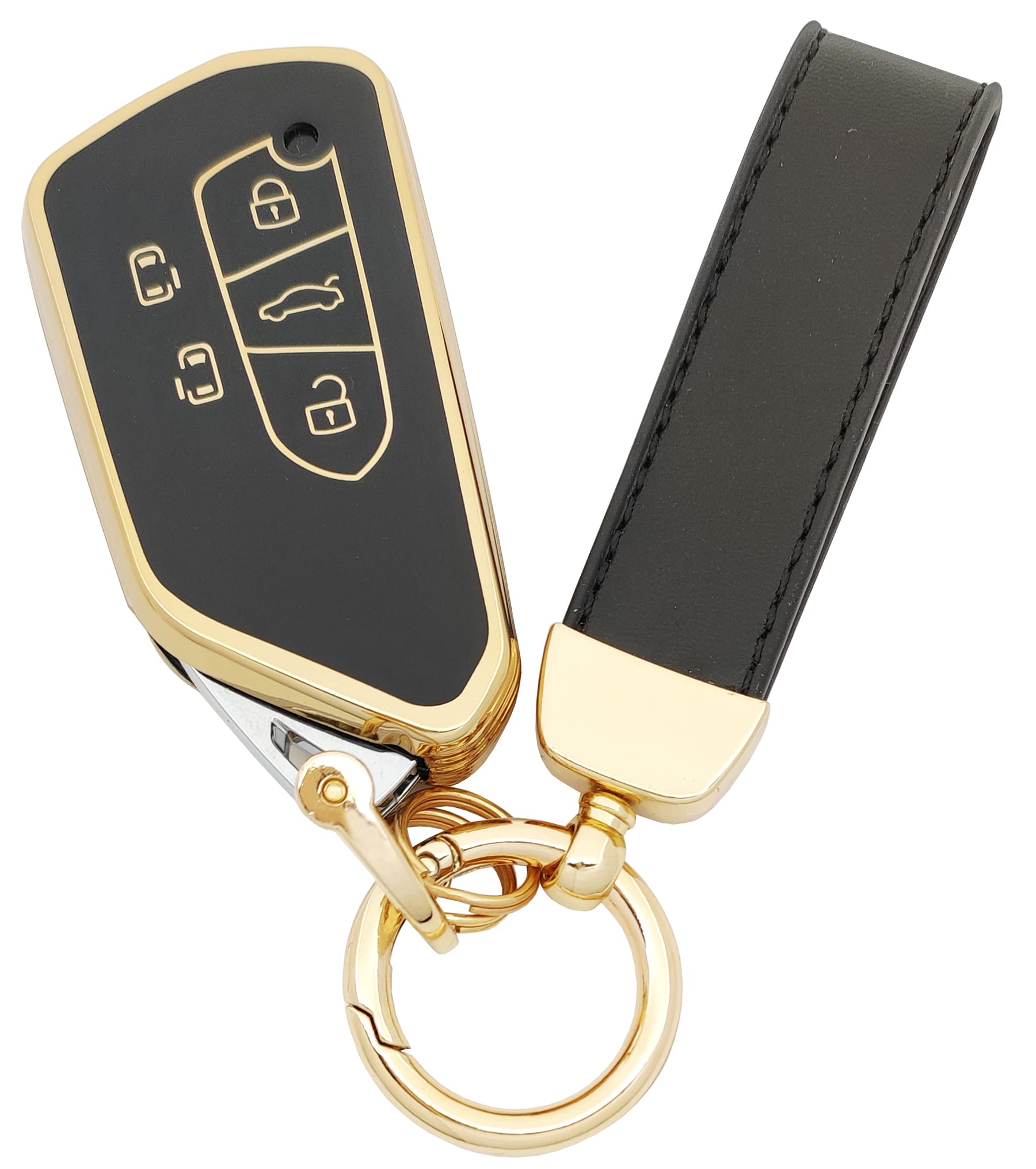 360 Degree Soft TPU Protector Key Fob Cover Case fit for Volkswagen VW ID3 ID4 ID5 MK8 Golf 8 GTI Skoda Octavia Smart Remote Key Fob (Black)