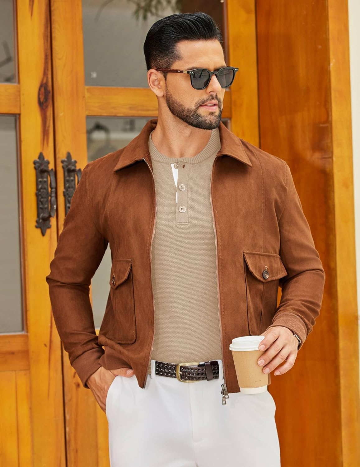 COOFANDY Men's Henley Sweater Long Sleeve Textured Pullover Sweaters Casual Button Crewneck Knit Sweater - Image 4