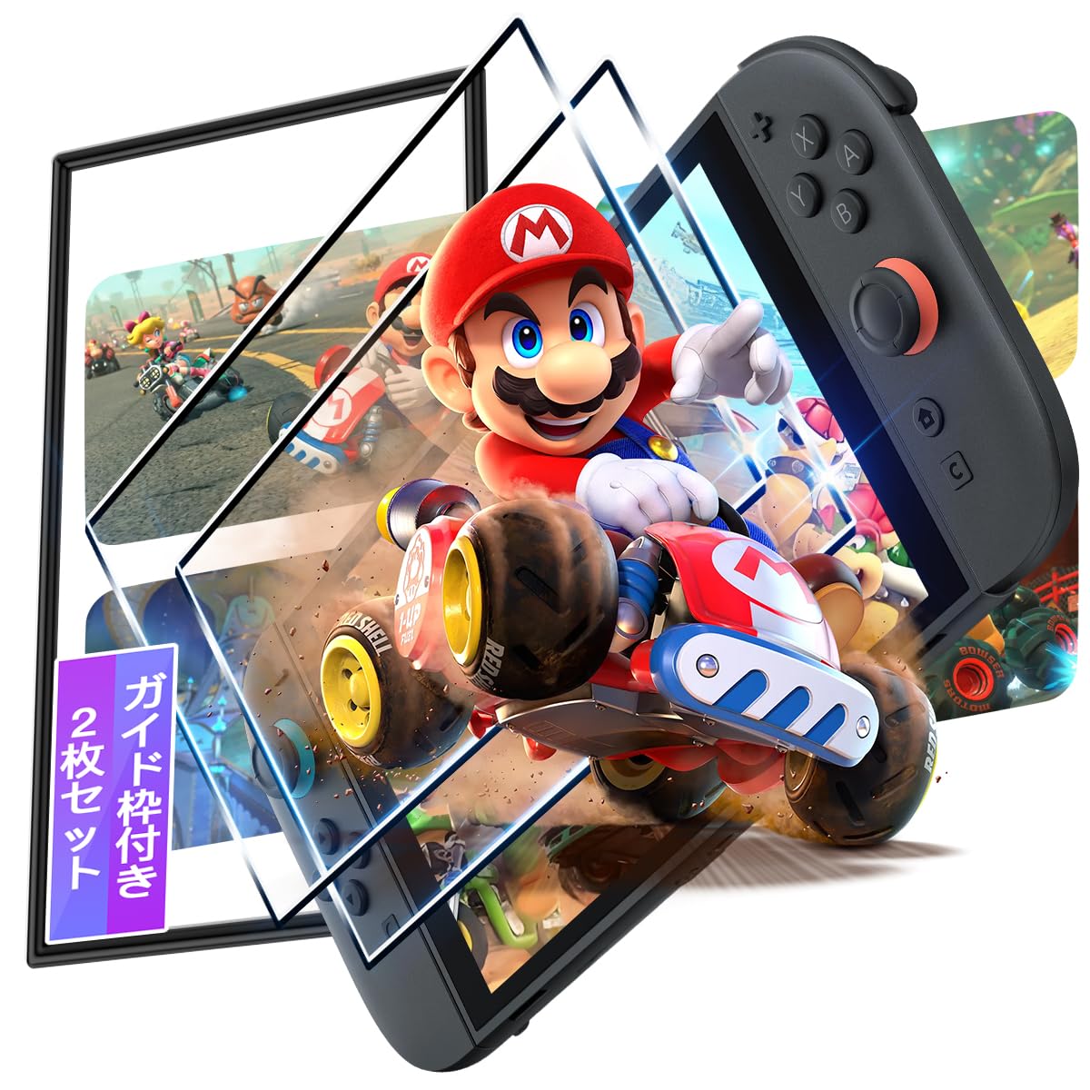 Compatible Switch 2 / Switch 2 Protective Film Glass Film 2 Sheets [With Guide Frame Made from Japanese Asahi Glass] Compatible Switch 2 / Switch 2 Film, Tempered Glass Protective Case Cover, High