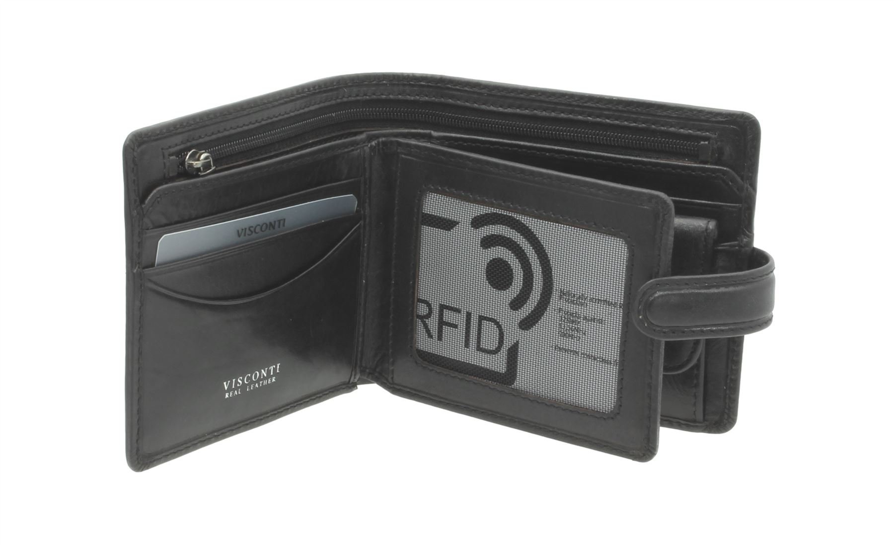 VISCONTI Colección Tuscany Arezzo Cartera de Cuero con Protección RFID TSC42 Negro