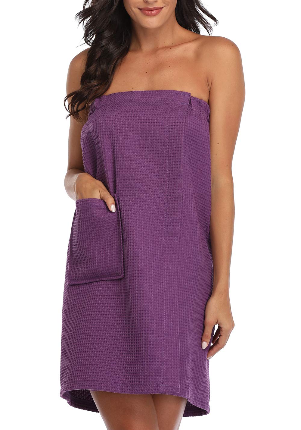 VERMODAWomen's Waffle Wrap Spa Bath Lightweight Body Wrap with Adjustable Closure