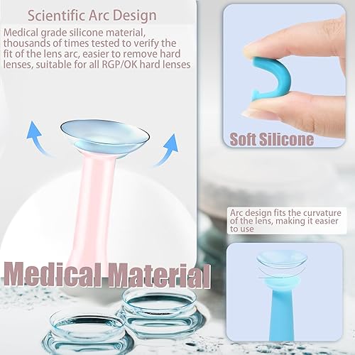 Miniatura 2 de 6 piezas de herramienta de extracción de lentes de contacto duro con caja de almacenamiento, insertos para el cuidado de los ojos, elimina la