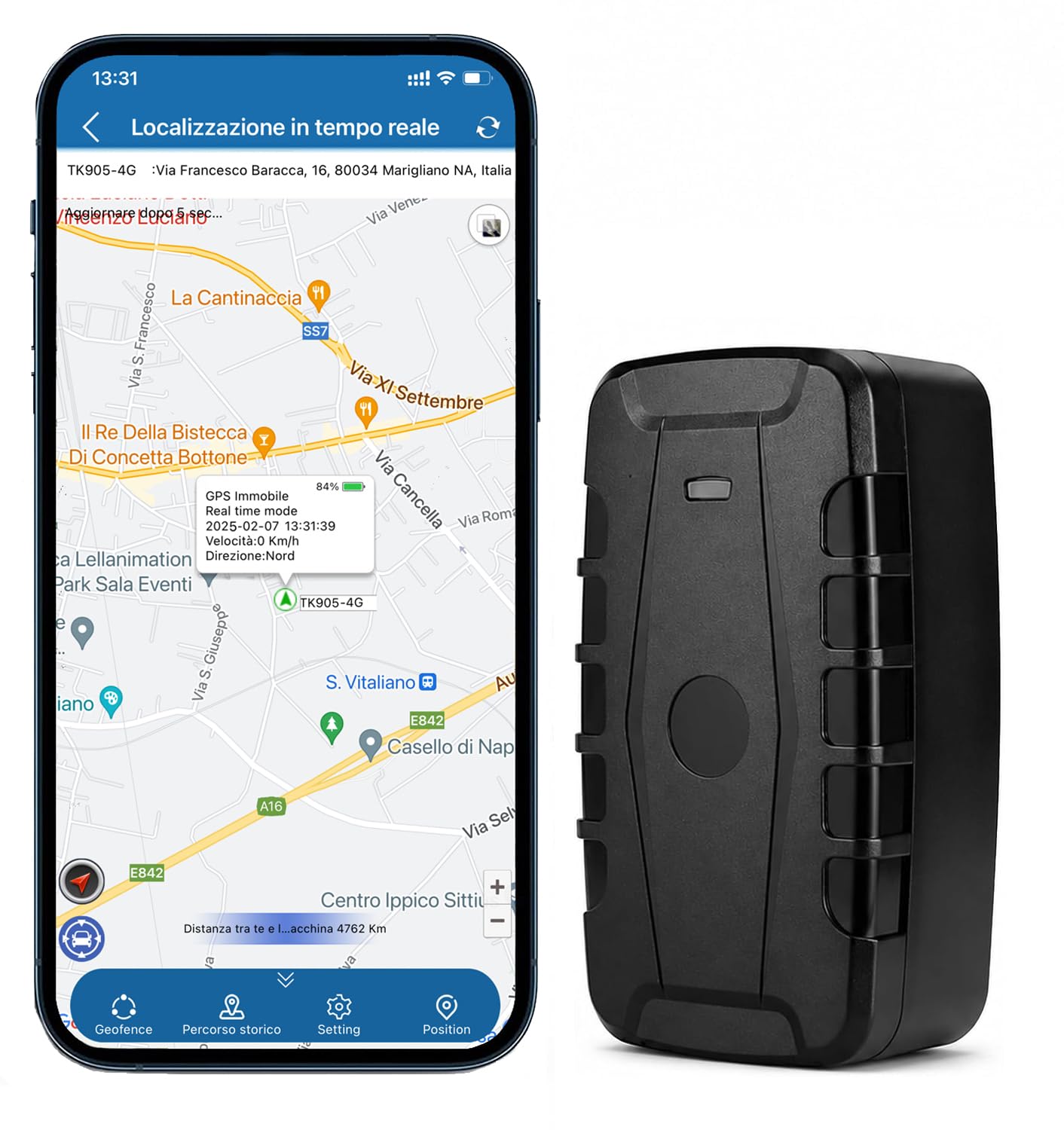 Winnes 4G Traceur GPS 20000mAh, autonomie extrêmement Longue, localisation Tracker GPS Voiture en Temps réel, étanchéité IP67, Aimant Puissant, Affichage à Distance Via APP/Web TK918