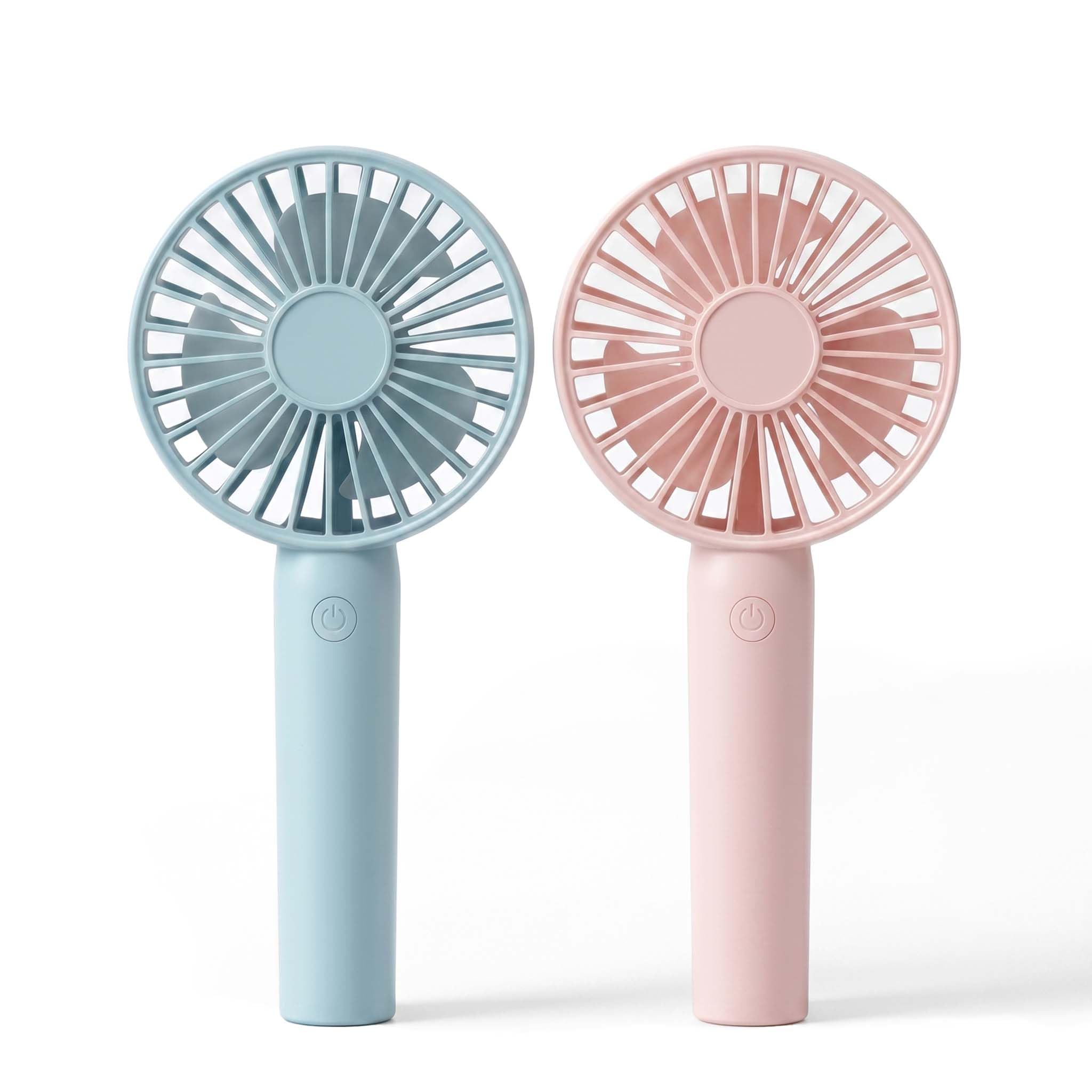 Linlinwill Portable Handheld Fan, USB Rechargeable Mini Fan 2000mAh, Ultra Quiet Hand Fan, 7 hours, 3 Speeds with Base, Small Fan for Outdoor Indoor (2, Pink&Blue)