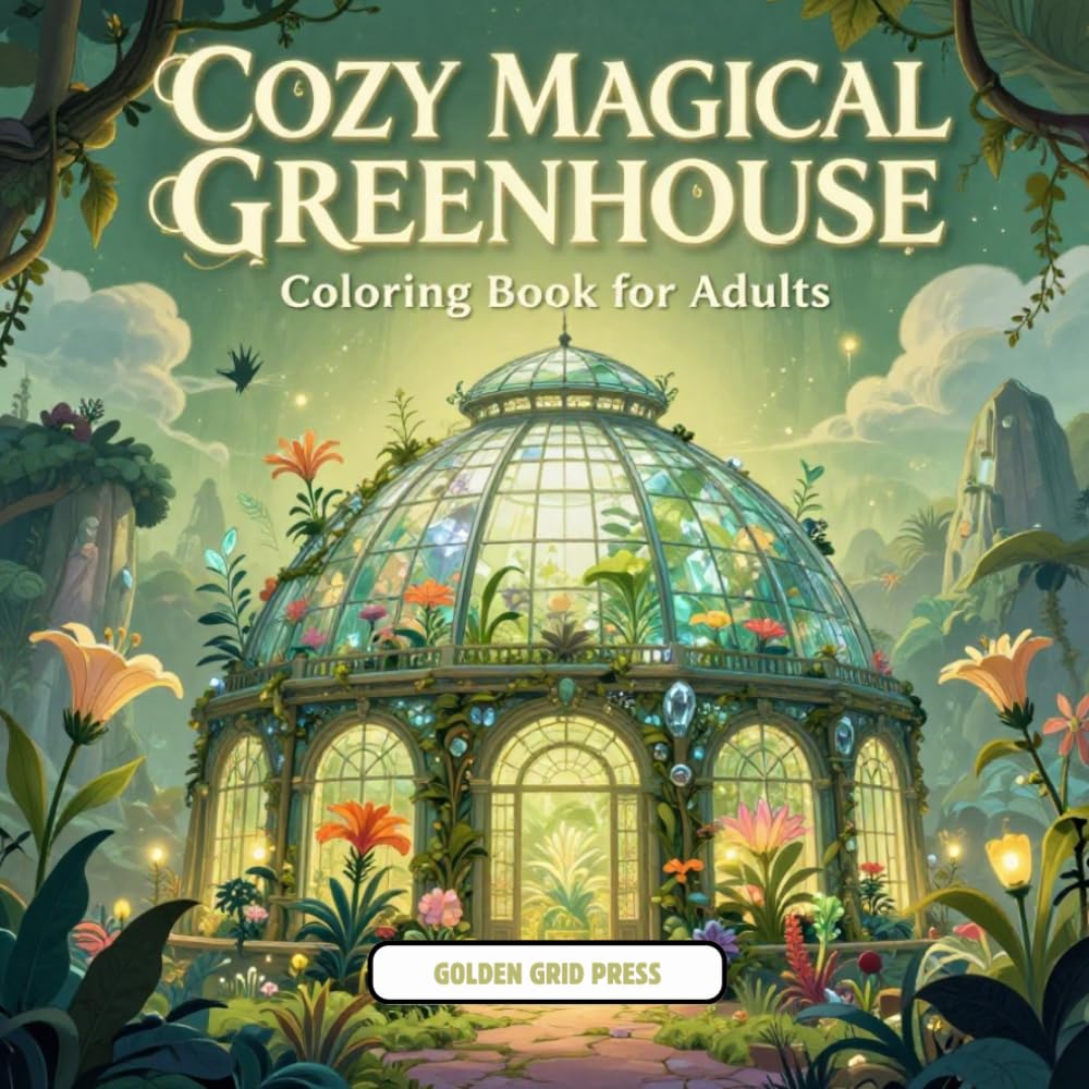 Cozy Magical Greenhouse Coloring Book for Adults: Relaxing Cozy Whimsical Gardens & Fantasy Scenes