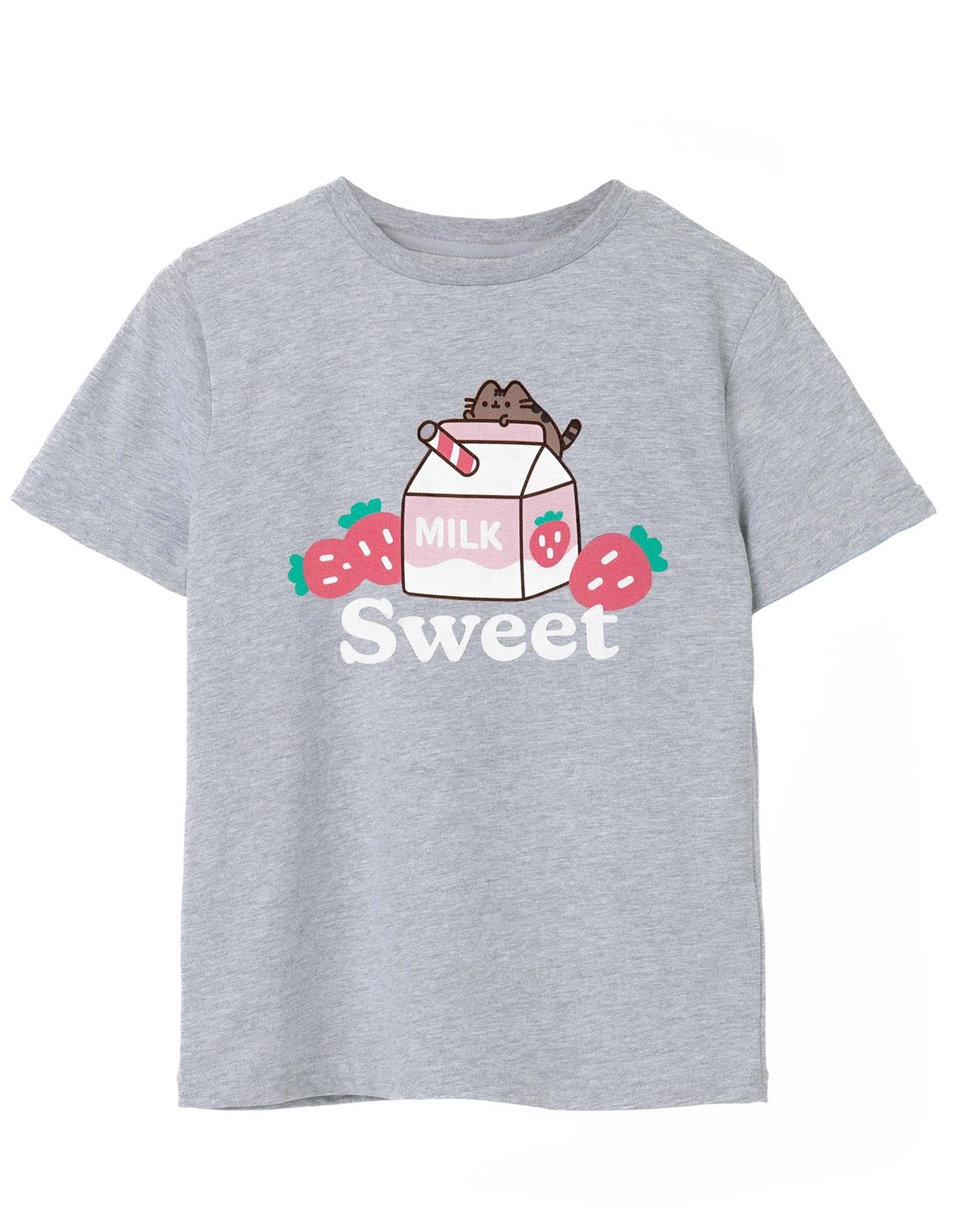 Vanilla Underground Girls Grey Pusheen Sweet Sips Short Sleeved T-Shirt - 9-10 Years