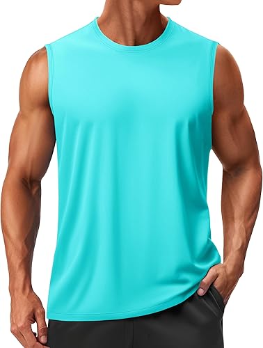TACVASEN Camiseta sin mangas de secado rápido para hombre, protección solar UPF 50+, camisetas sin mangas para gimnasio, entrenamiento, playa,