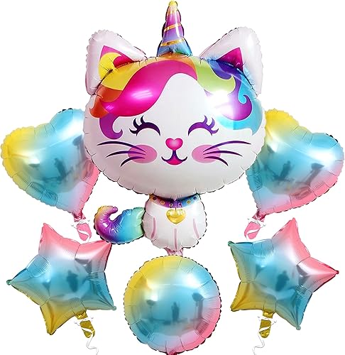 KatchOn Big Cute Caticorn Pack - 36 pulgadas: suministros de fiesta de gato, gatito y gatito - Juego de 6