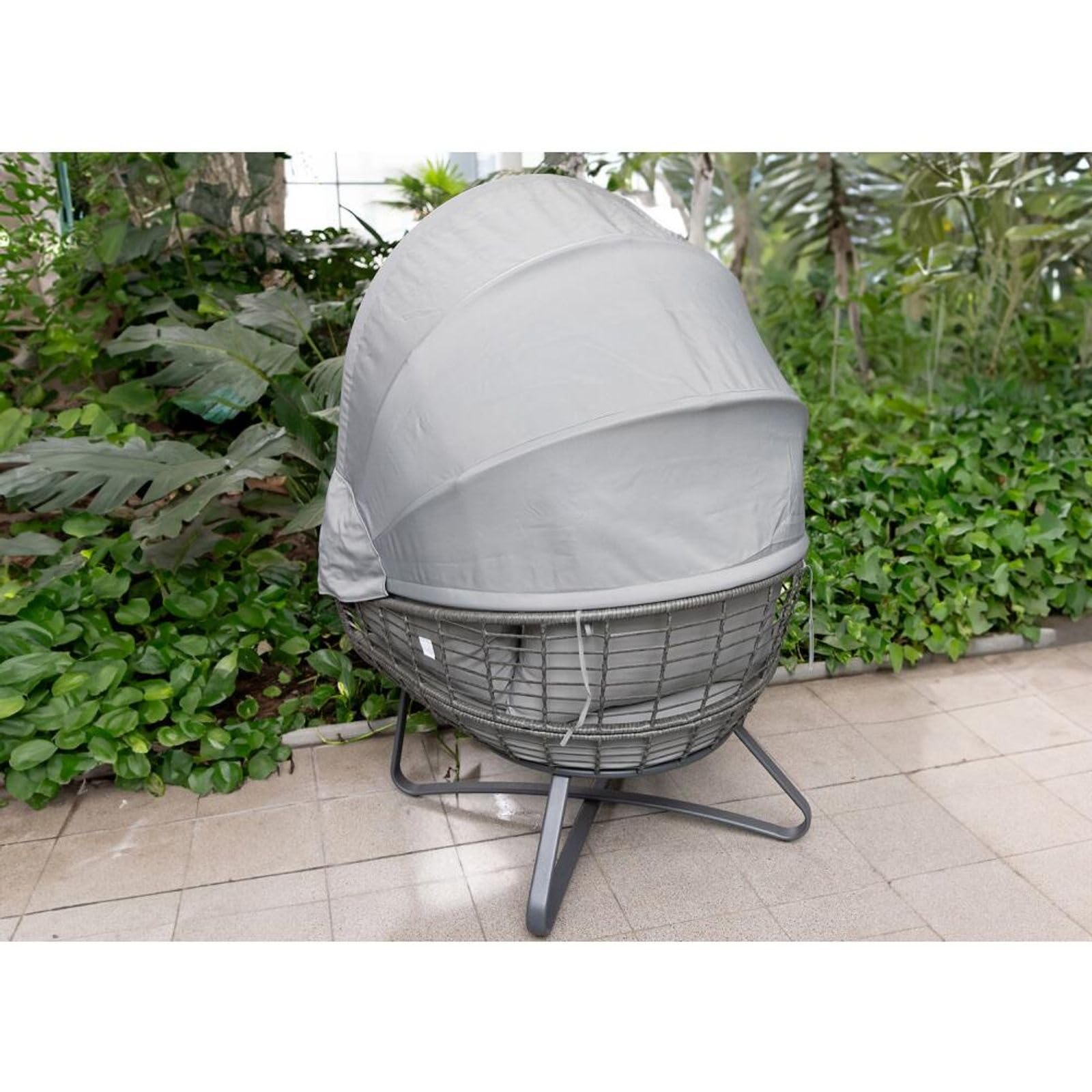 BURI Egg Chair fotel wypoczynkowy, 110 x 156 cm, ze składanym dachem, fotel outdoorowy, krzesło ogrodowe