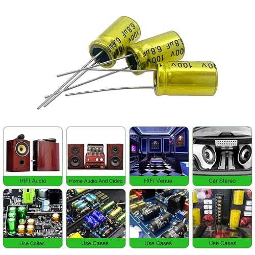 Miniatura 7 de 10 unids 6.8uf 100V condensador electrolítico no polarizado 10x17mm (0.39x0.67in) condensador NP para audio tweeter condensador divisor de frecuencia