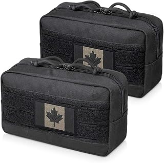 WYNEX Tactical MOLLE Utility Pouch, EDC Horizontal Admin Pouches Compact Tool Gear Bag Small Modular Organizer Accessories Kit Include Canada Patch