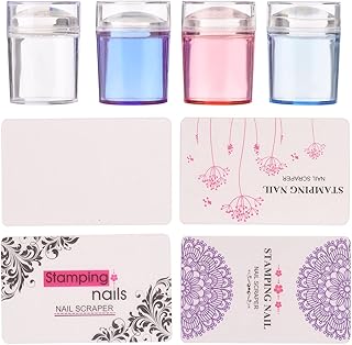 dalishopp 4 pçs frente e verso carimbo de arte de unha de silicone transparente gel de carimbo de transferência de unha com raspador transparente corpo visível sem extravio para salão de beleza/decora