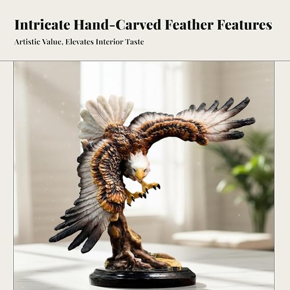 Eagle Statue Figurine Creative Gift Indoor Feng Shui Sculpture Eagle Ornament for Desk Cabinet Bookshelf Housewarming Bedroom, B