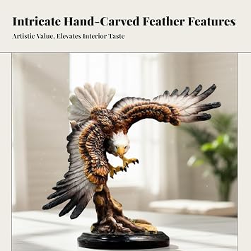 Eagle Statue Figurine Creative Gift Indoor Feng Shui Sculpture Eagle Ornament for Desk Cabinet Bookshelf Housewarming Bedroom, B