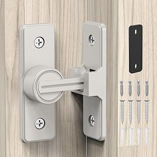 90 Degree Flip Barn Door Lock, Heavy Duty Sliding Gate Latches Locks for Garden, Bathroom, Garage, Sliding Doors (1 Pack Nickel)