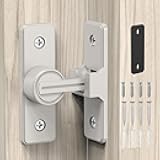 MeBantoo 90 Degree Flip Barn Door Lock, Heavy Duty Sliding Gate Latches Locks for Garden, Bathroom, Garage, Sliding Doors (1 Pack Nickel)