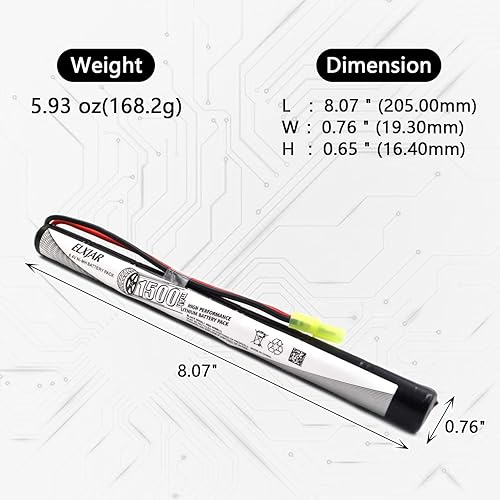 Vista 10 de Paquete de 2 baterías NiMH planas de Airsoft de 8.4 V 1500 mAh con mini conector Tamiya y cargador de equilibrio compatible con pistolas de Airsoft