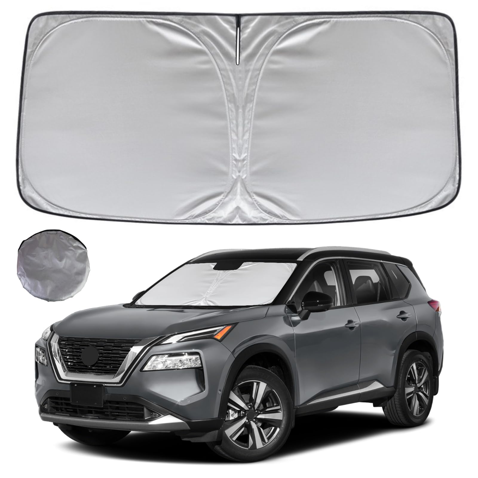 KAYZT Windshield Sun Shade for 2021-2025 2026 Nissan Rogue 3rd Gen.(Not for Rogue Sport) SUV Foldable Sunshade Front Window Custom Fit Car Accessories