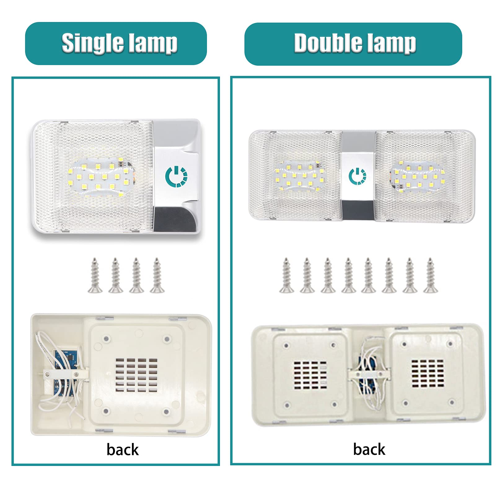 Luci Interne a LED per Camper 12v Dimmerabili, Plafoniera per Camper con Pulsante Tattile 3.6w 6000k Illuminazione per Camper per Barche Illuminazione per Rimorchi di Ricambio,2pc,Single Lamp