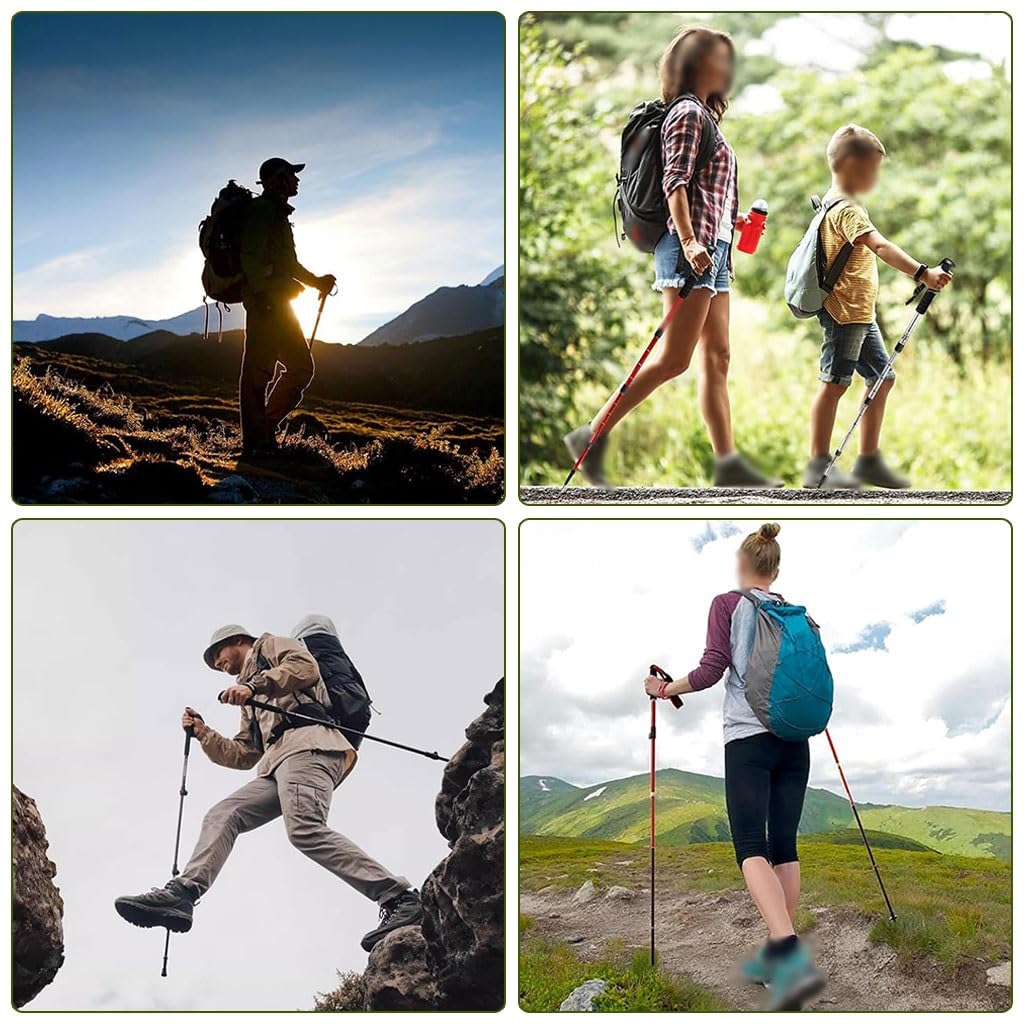 Bastoncini da Trekking in Lega di Alluminio 7075, Bastoni da Passeggio per Uomo E Donna, Bastoni da Escursionismo Pieghevoli Leggeri, per Ciaspole, Zaino in Spalla(Blue-Gray,56-120cm)