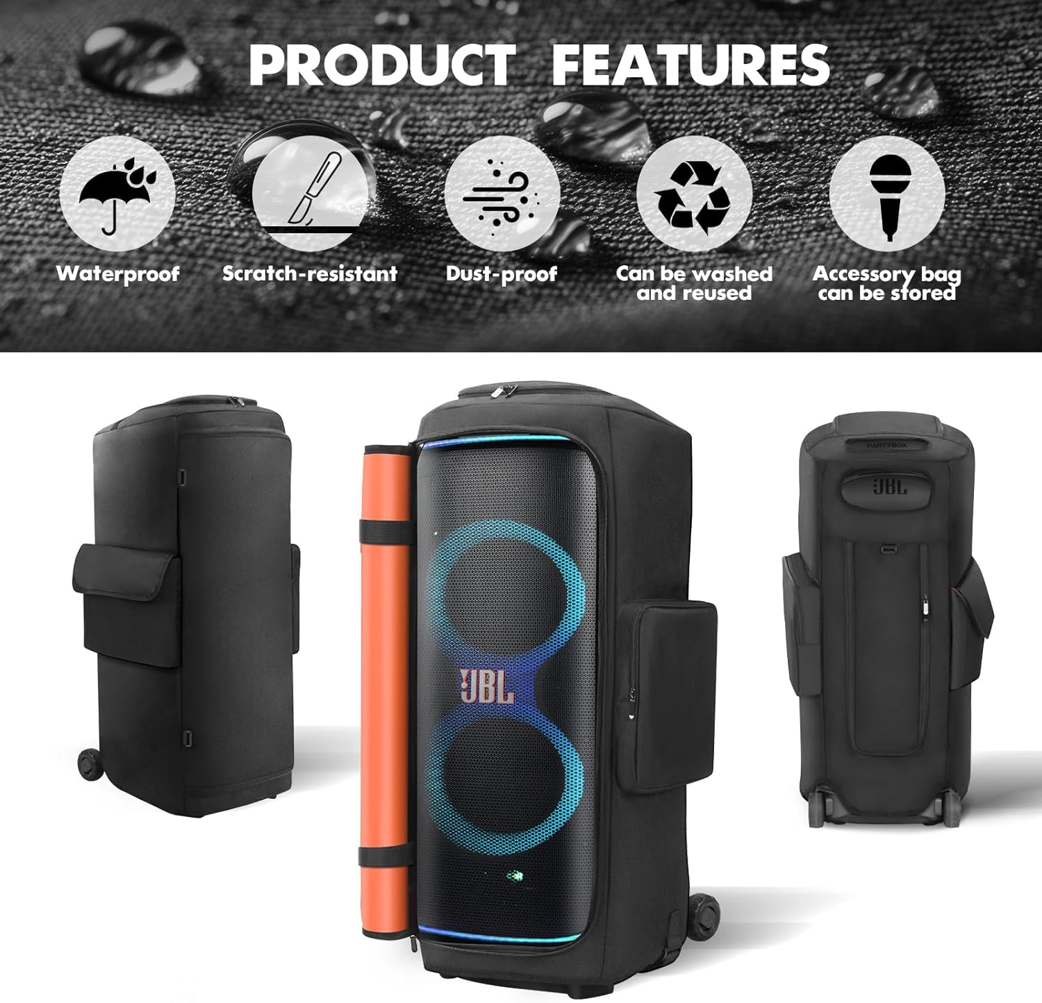 Protective Cover for JBL PartyBox 720 Speaker Double-Layer Shield, Speaker Bag Travel Case for JBL Party Box Series,Scratch-Resistant,Dust Proof Shell,Portable Carry Tote Bag for PartyBox 720 - Image 5
