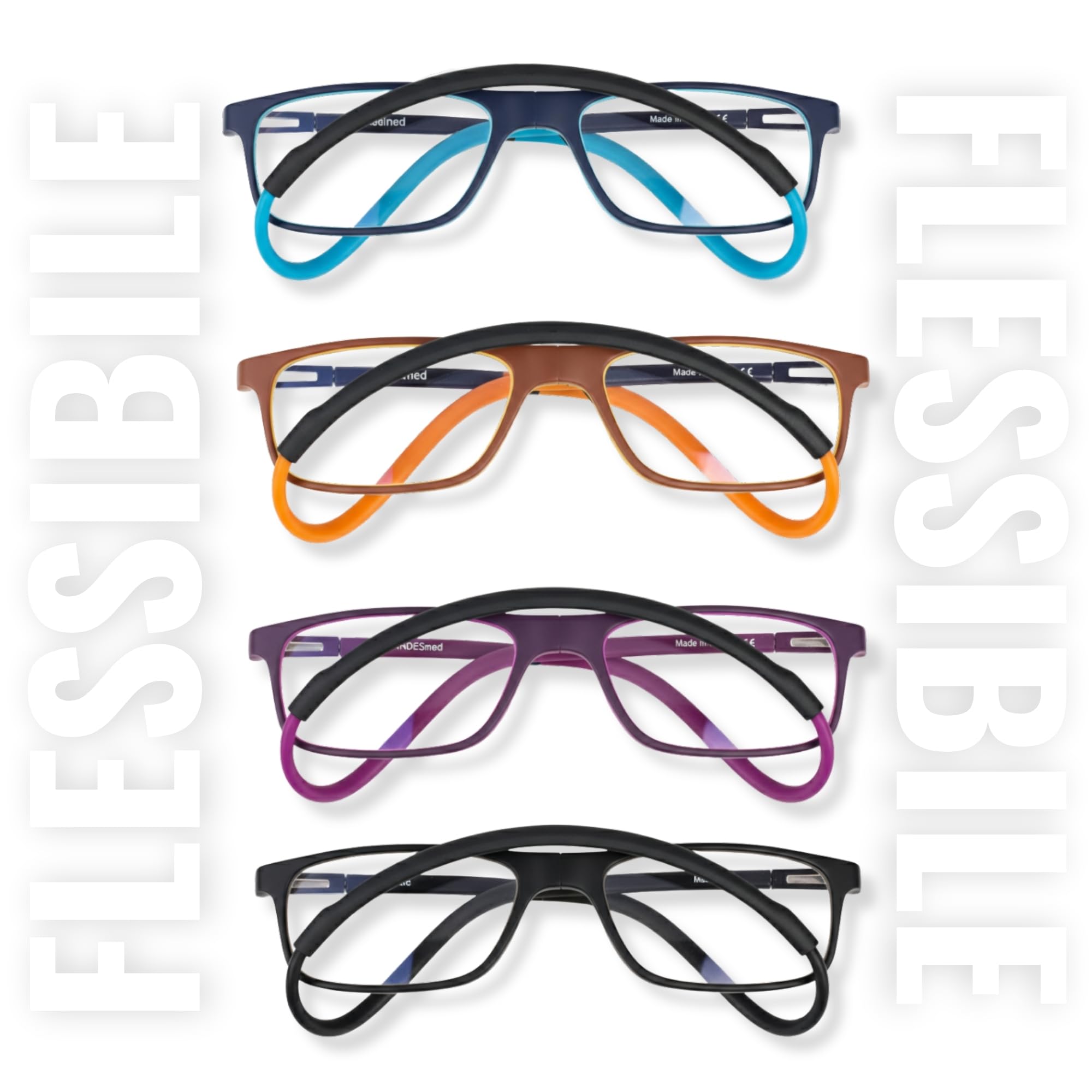 INDESMED Occhiali da Lettura Magnetici con Calamita - Regolabili, Pieghevoli, Colorati e Personalizzabili – Elegante con Filtro Luce Blu, Uomo e Donna - Occhiali clic montatura dalle linee morbide
