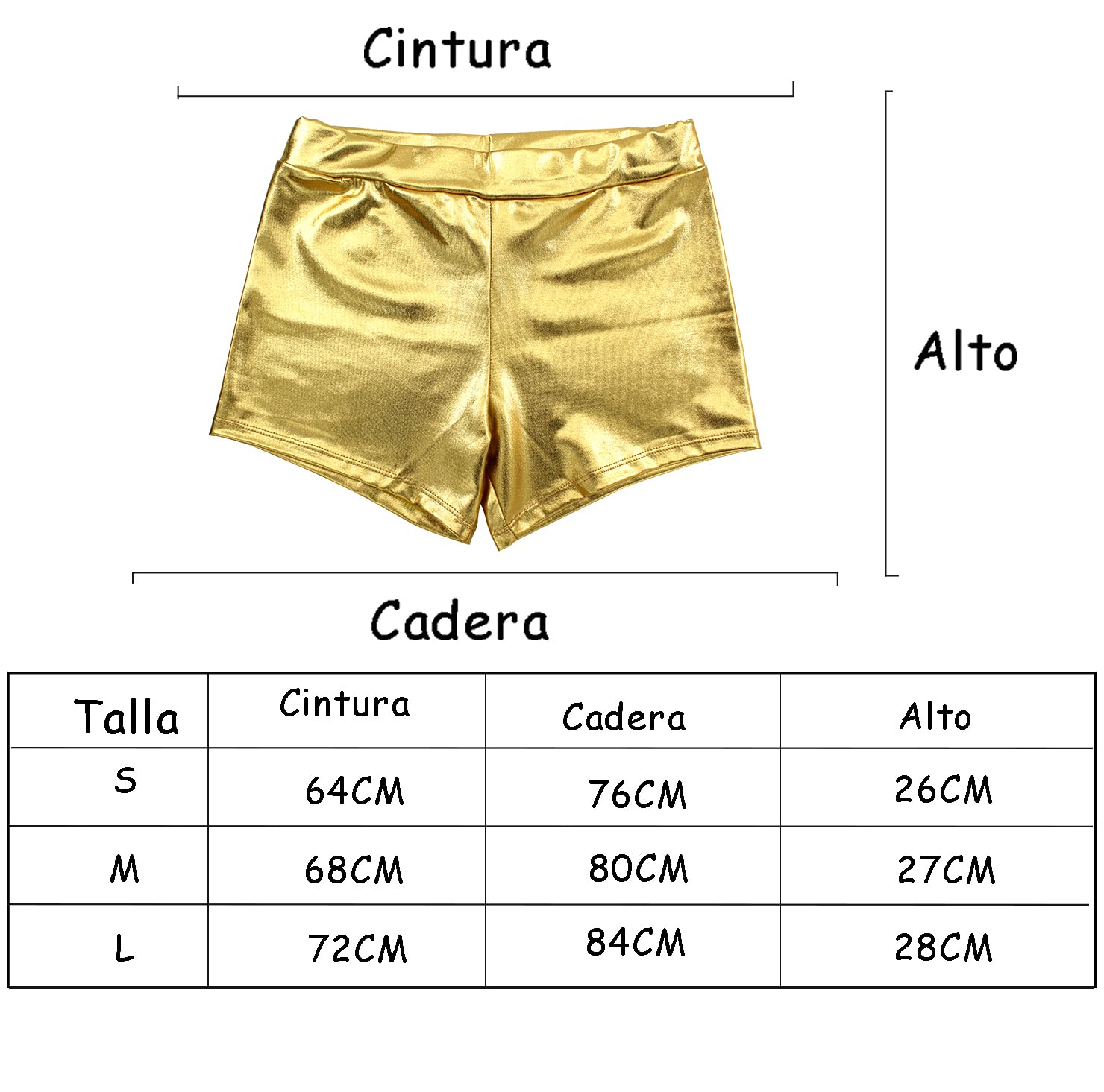 Pantaloncini in metallo lucido da donna, sexy da donna, per costumi da ballo, discoteca e feste